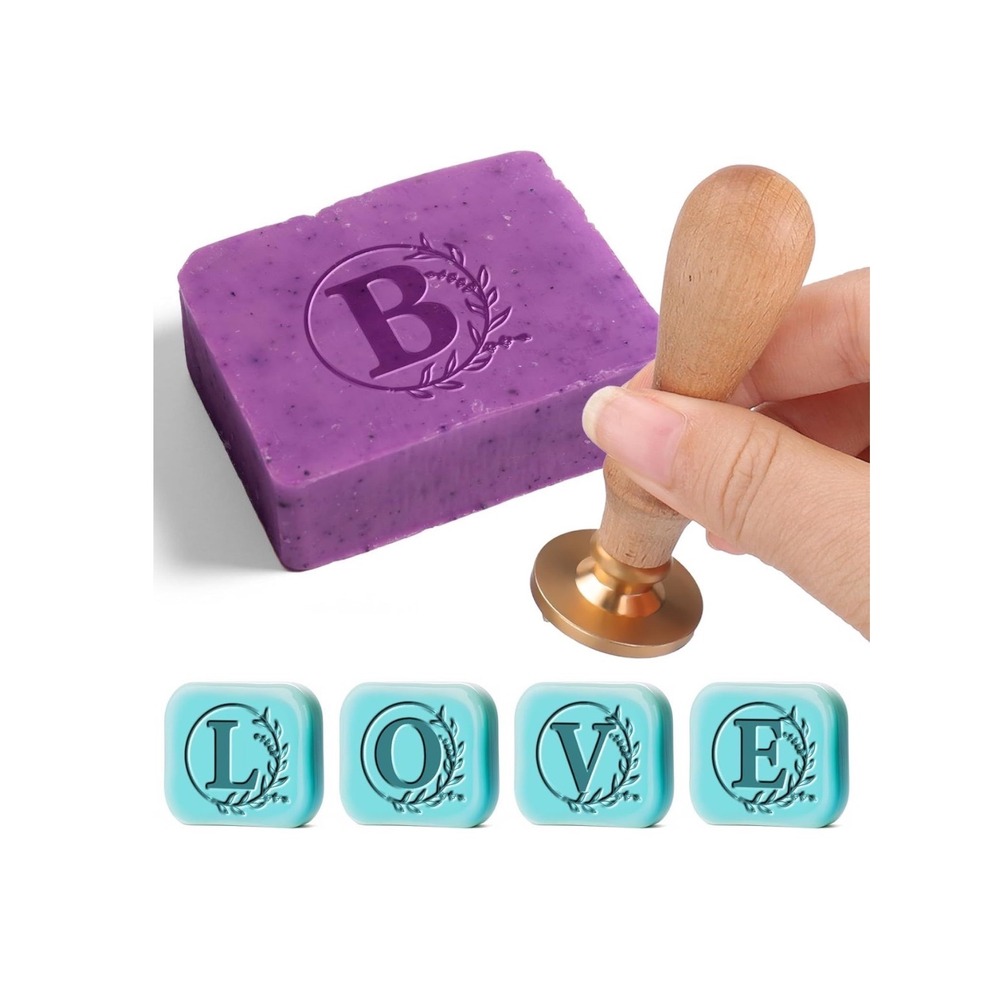 Personalized Soap Stamp Letter B Custom Initial Brass Head Wooden Handle Tool